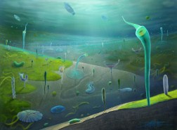 An illustration of Ediacaran animals based on their fossils.